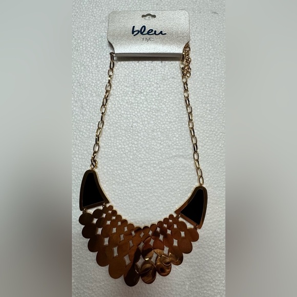 NYC Gold and Black Geometric Necklace - Picture 4 of 5